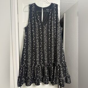 BCBG Paris Black Mini Dress with White Floral Print